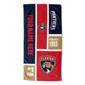 [Personalization Only] OFFICIAL NHL Colorblock Personalized Beach Towel - Florida Panthers