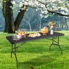 6ft Folding Table, Portable Plastic Table for Camping, Picnics, Parties, High Load Bearing Foldable Table Black