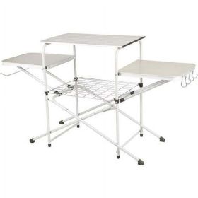 Camp Kitchen Cooking Stand with Three Table Tops (Color: White)