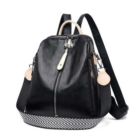 High Quality Backpack Women Soft Leather Backpack Female WhiteTravel Back Pack School Backpacks for Girls Sac A Dos Hot (Color: Black, size: 14 inches)